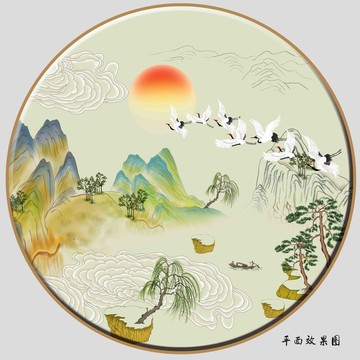 手绘青绿山水