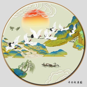 青山綠水插畫
