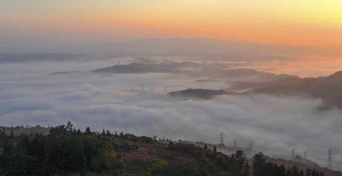 宜宾横江古镇石城山日出云海