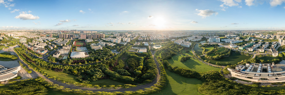 上海大学宝山校区全景航拍