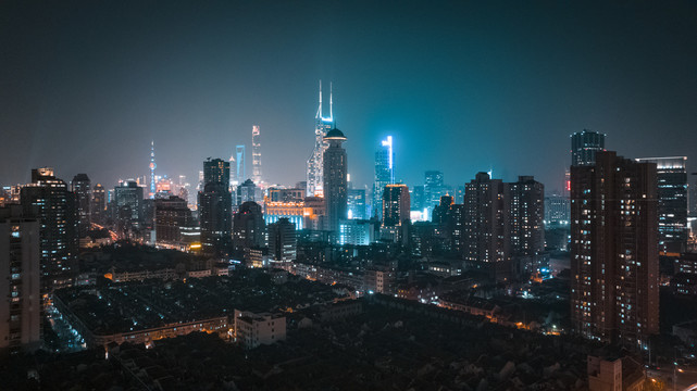 浦西黄浦区夜景航拍