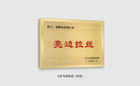 亮邊拉絲銅牌