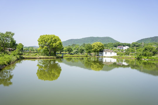 南京江宁佘村佘山水库风光