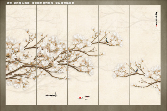 原創(chuàng)花鳥(niǎo)壁畫(huà)