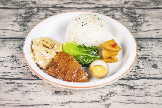 港式双拼饭白切鸡拼烧鹅