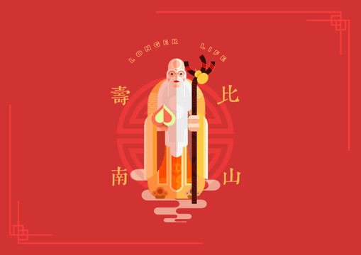 國潮風(fēng)壽星地毯地墊鼠標(biāo)墊