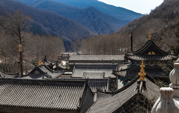 五台山文殊寺寺庙古建屋顶