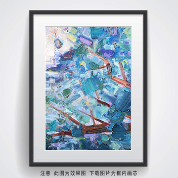 蓝色抽象油画