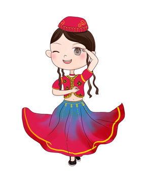 原創(chuàng)手繪新疆女孩新疆少女人物