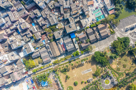 航拍广东珠海梅溪牌坊旅游区