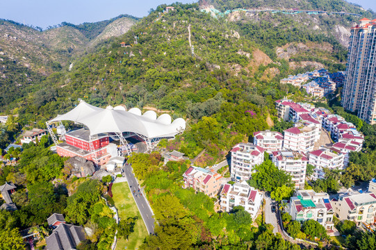 航拍广东珠海圆明新园景区