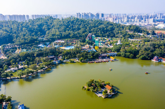 航拍广东珠海圆明新园景区