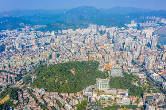 航拍广东珠海香洲区街景