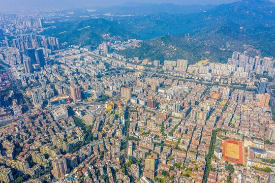 航拍广东珠海香洲区街景