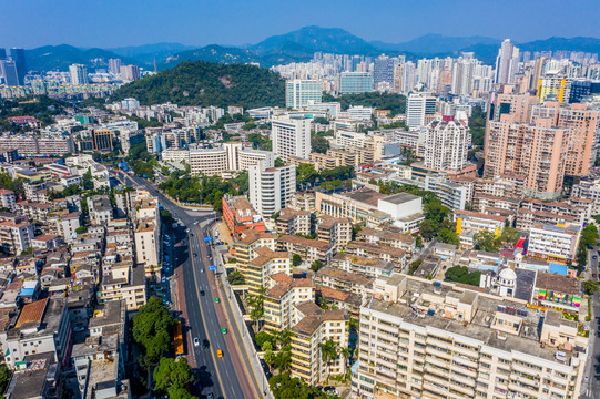 航拍广东珠海香洲区街景