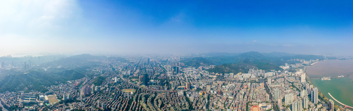 航拍广东珠海香洲区街景