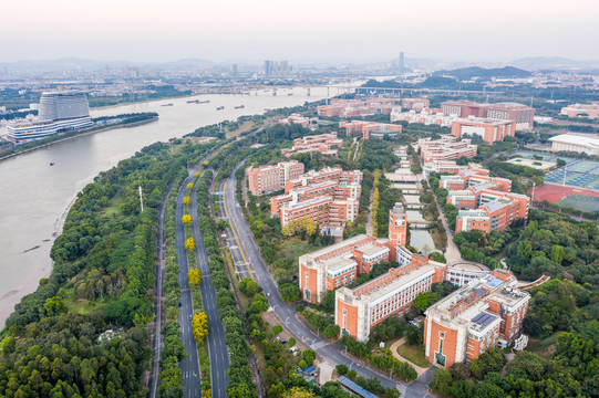 航拍番禺区小谷围岛广州大学城