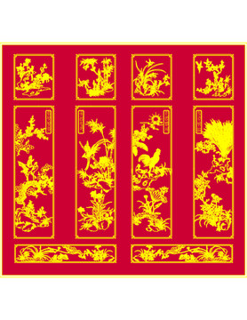中式花鳥屏風(fēng)圖