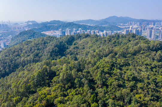 航拍广东广州大角山南沙天后宫