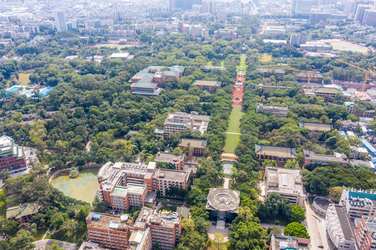 航拍中山大学校本部北门广场