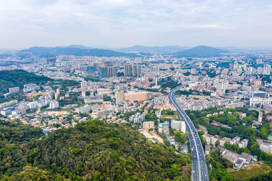 航拍广州天河区广园快速路周边