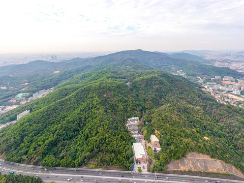 航拍广州白云山风景区鸣春谷