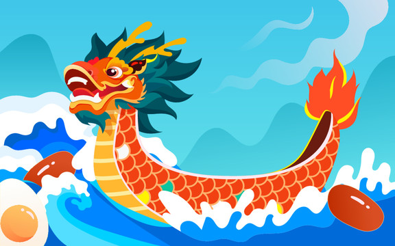 端午節(jié)賽龍舟傳統(tǒng)節(jié)日國潮插畫