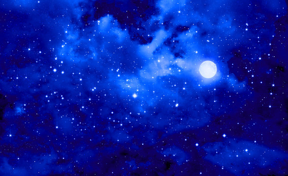 藍色月光月亮星空