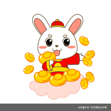 卡通兔子財神