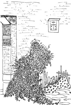 手繪鄉(xiāng)村風(fēng)景矢量素材