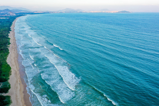 航拍海南三亚海棠湾沙滩海景