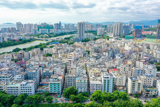 航拍海南三亚吉阳区居民住宅区