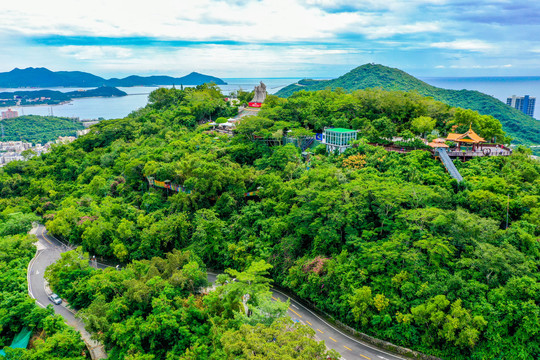 航拍海南三亚鹿回头风景区