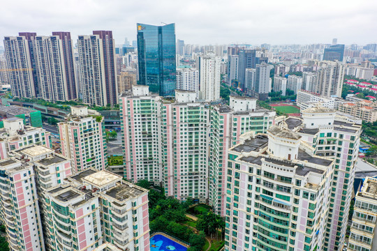 航拍海南海口龙华区住宅建筑群