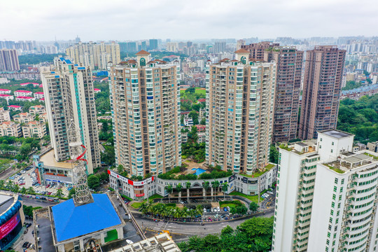 航拍海南海口龙华区住宅建筑群