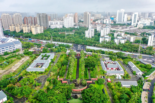 航拍海口海瑞墓园海瑞纪念馆