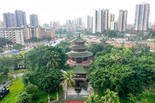 航拍海口海瑞墓园海瑞纪念馆