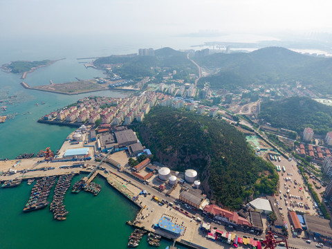 航拍青岛西海岸新区沿海风光