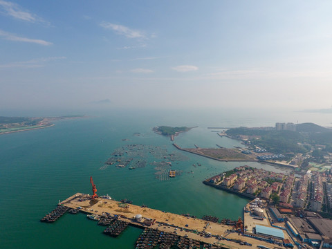 航拍青岛西海岸新区沿海风光