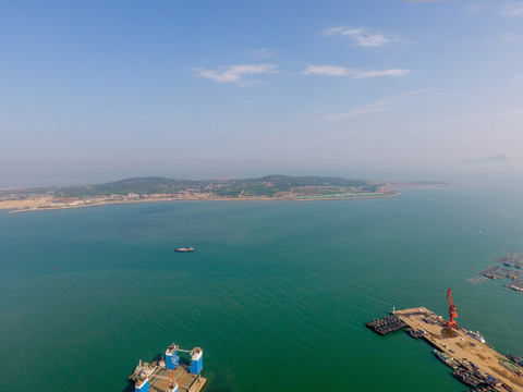 航拍青島西海岸新區(qū)沿海風(fēng)光