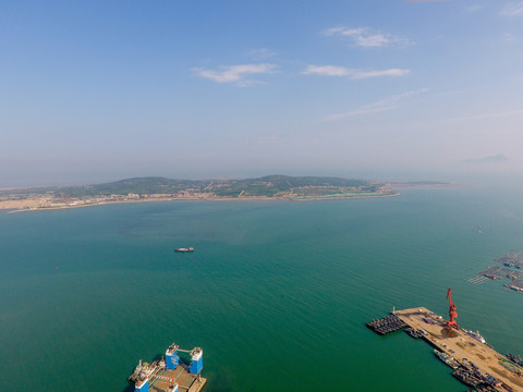 航拍青岛西海岸新区沿海风光