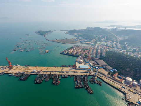 航拍青岛西海岸新区沿海风光