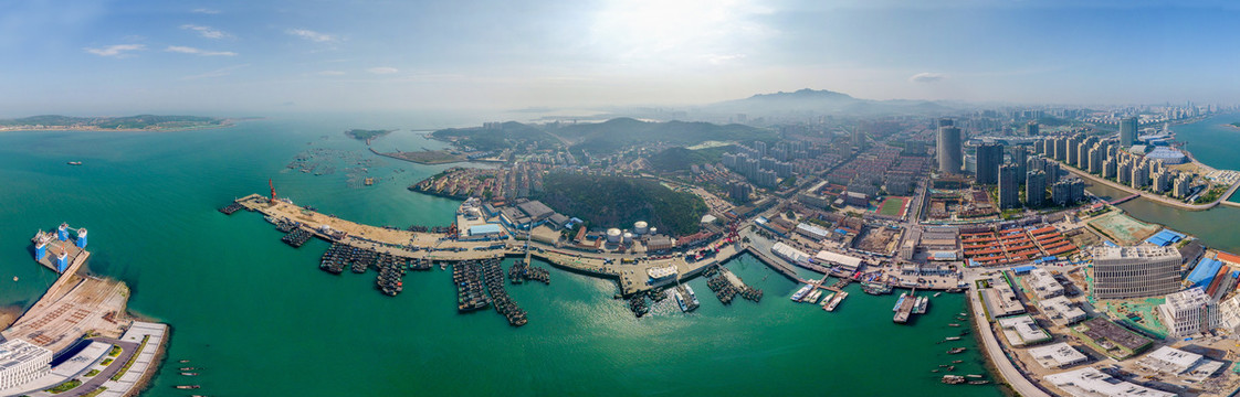 航拍青岛西海岸新区沿海风光