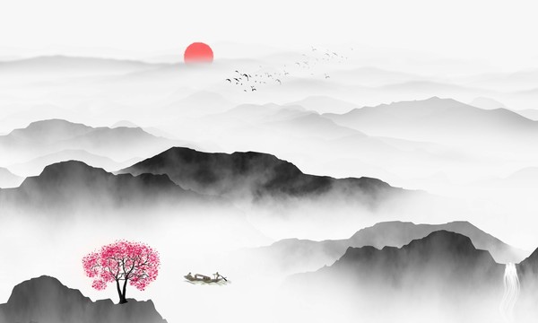 黑白水墨山水畫(huà)
