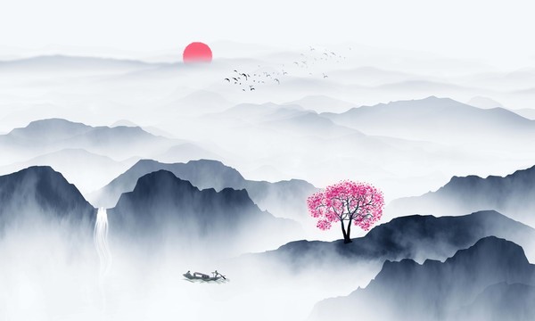 藍(lán)色山水畫