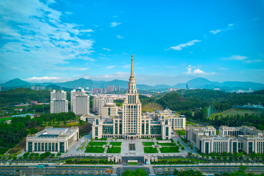 晴天建筑外景欧式风格正面