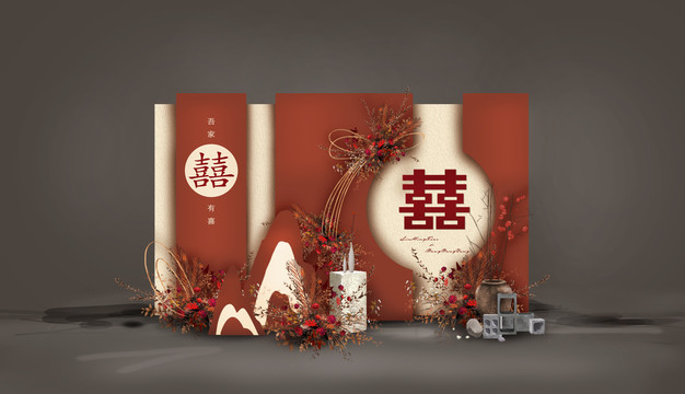 紅色新中式迎賓區(qū)
