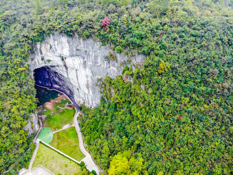 航拍湖北恩施利川腾龙洞风景区