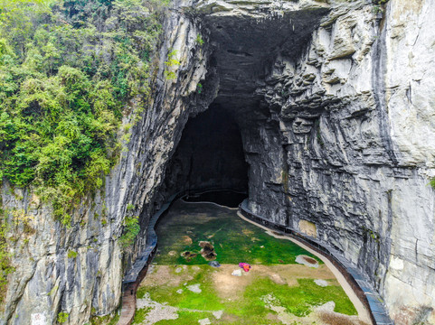 航拍湖北恩施利川腾龙洞风景区