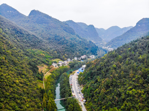 航拍湖北恩施利川腾龙洞风景区